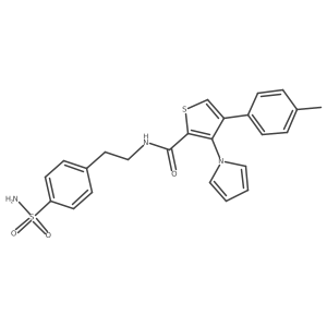 3-(1H-pyrrol-1-yl)-N-(4-sulfamoylphenethyl)-4-(p-tolyl)thiophene-2-carboxamide结构式