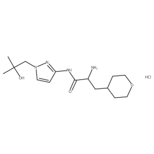 2-amino-N-[1-(2-hydroxy-2-methyl-propyl)-1H-pyrazol-3-yl]-3-(tetrahydro-pyran-4-yl)-propionamide hydrochloride结构式