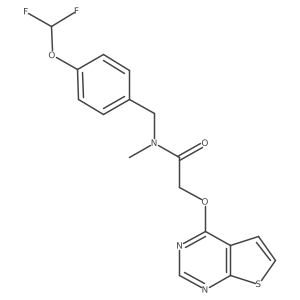 N-[[4-(Difluoromethoxy)phenyl]methyl]-N-methyl-2-(thieno[2,3-d]pyrimidin-4-yloxy)acetamide结构式