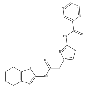 N-(4-(2-oxo-2-((4,5,6,7-tetrahydrobenzo[d]thiazol-2-yl)amino)ethyl)thiazol-2-yl)pyrazine-2-carboxamide Structure