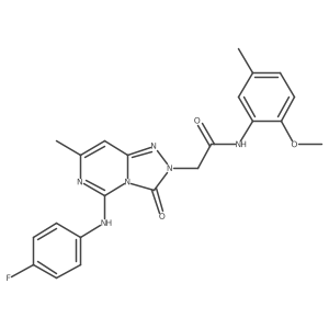 2-[5-(4-fluoroanilino)-7-methyl-3-oxo[1,2,4]triazolo[4,3-c]pyrimidin-2(3H)-yl]-N~1~-(2-methoxy-5-methylphenyl)acetamide结构式