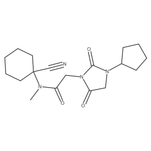 N-(1-cyanocyclohexyl)-2-(3-cyclopentyl-2,5-dioxoimidazolidin-1-yl)-N-methylacetamide结构式