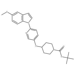 tert-Butyl-4-((6-(5-methoxy-1H-indol-1-yl)pyridin-3-yl)oxy)-piperidine-1-carboxylate Structure