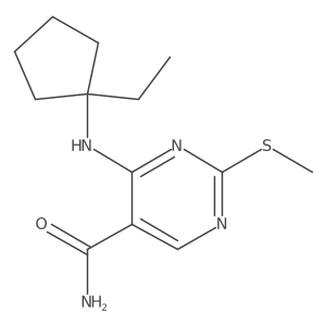 4-(1-Ethylcyclopentylamino)-2-(methylthio)pyrimidine-5-carboxamide结构式