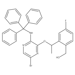 (2-(1-(6-Bromo-3-(tritylamino)pyrazin-2-yloxy)ethyl)-4-fluorophenyl)methanol Structure