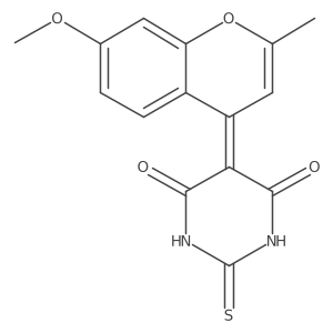 Dihydro-5-(7-methoxy-2-methyl-4H-1-benzopyran-4-ylidene)-2-thioxo-4,6(1H,5H)-pyrimidinedione结构式