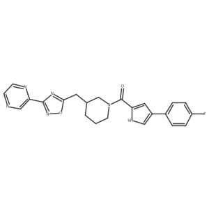 (4-(4-fluorophenyl)-1H-pyrrol-2-yl)(3-((3-(pyrazin-2-yl)-1,2,4-oxadiazol-5-yl)methyl)piperidin-1-yl)methanone结构式