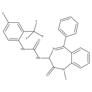 1-(1-methyl-2-oxo-5-phenyl-2,3-dihydro-1H-1,4-diazepin-3-yl)-3-(4-fluoro-2-trifluorophenyl)urea结构式