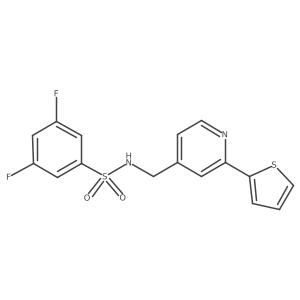 3,5-difluoro-N-((2-(thiophen-2-yl)pyridin-4-yl)methyl)benzenesulfonamide Structure