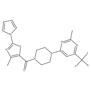 (4-methyl-2-(1H-pyrrol-1-yl)thiazol-5-yl)(4-(2-methyl-6-(trifluoromethyl)pyrimidin-4-yl)piperazin-1-yl)methanone结构式