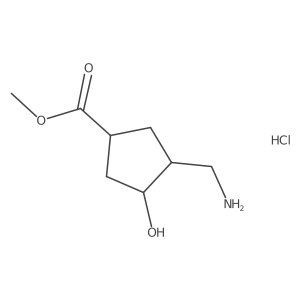 Methyl 3-(aminomethyl)-4-hydroxycyclopentane-1-carboxylate hydrochloride结构式