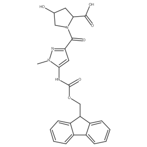 (2S,4S)-1-[5-({[(9H-fluoren-9-yl)methoxy]carbonyl}amino)-1-methyl-1H-pyrazole-3-carbonyl]-4-hydroxypyrrolidine-2-carboxylic acid结构式