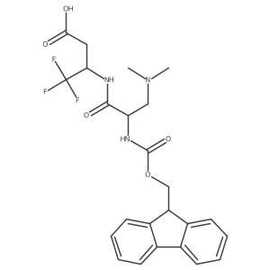 3-[(2S)-3-(dimethylamino)-2-({[(9H-fluoren-9-yl)methoxy]carbonyl}amino)propanamido]-4,4,4-trifluorobutanoic acid结构式