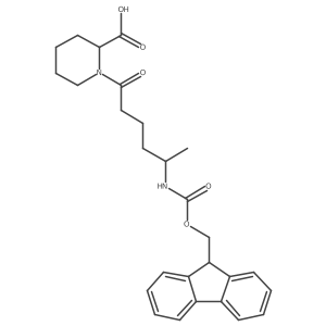 (2R)-1-[5-({[(9H-fluoren-9-yl)methoxy]carbonyl}amino)hexanoyl]piperidine-2-carboxylic acid结构式