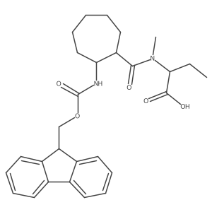 2-{1-[2-({[(9H-fluoren-9-yl)methoxy]carbonyl}amino)cycloheptyl]-N-methylformamido}butanoic acid Structure