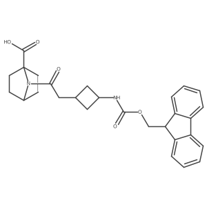 7-{2-[3-({[(9H-fluoren-9-yl)methoxy]carbonyl}amino)cyclobutyl]acetyl}-7-azabicyclo[2.2.1]heptane-1-carboxylic acid结构式