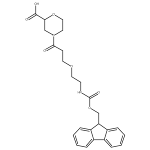 4-{3-[2-({[(9H-fluoren-9-yl)methoxy]carbonyl}amino)ethoxy]propanoyl}morpholine-2-carboxylic acid结构式