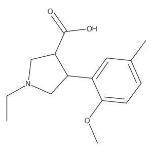 1-Ethyl-4-(2-methoxy-5-methylphenyl)pyrrolidine-3-carboxylic acid结构式