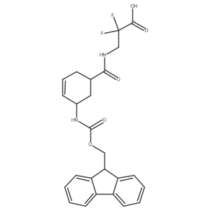 rac-3-{[(1R,5S)-5-({[(9H-fluoren-9-yl)methoxy]carbonyl}amino)cyclohex-3-en-1-yl]formamido}-2,2-difluoropropanoic acid结构式