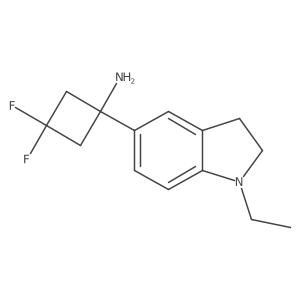 1-(1-ethyl-2,3-dihydro-1H-indol-5-yl)-3,3-difluorocyclobutan-1-amine结构式