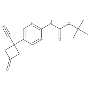 tert-butyl N-[5-(1-cyano-3-oxocyclobutyl)pyrimidin-2-yl]carbamate结构式