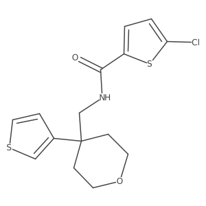 5-chloro-N-{[4-(thiophen-3-yl)oxan-4-yl]methyl}thiophene-2-carboxamide结构式