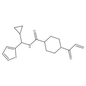 N-[Cyclopropyl(thiophen-2-yl)methyl]-1-prop-2-enoylpiperidine-4-carboxamide结构式