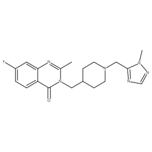 7-fluoro-2-methyl-3-({1-[(1-methyl-1H-1,2,4-triazol-5-yl)methyl]piperidin-4-yl}methyl)-3,4-dihydroquinazolin-4-one结构式