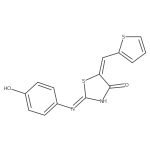(5Z)-2-[(4-hydroxyphenyl)amino]-5-(thiophen-2-ylmethylidene)-1,3-thiazol-4(5H)-one结构式