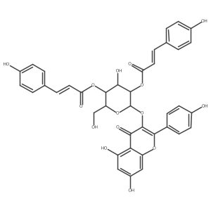 3-[[2,4-Bis-O-[3-(4-hydroxyphenyl)-1-oxo-2-propen-1-yl]-I(2)-D-glucopyranosyl]oxy]-5,7-dihydroxy-2-(4-hydroxyphenyl)-4H-1-benzopyran-4-one Structure
