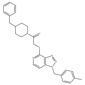 1-(4-benzylpiperidin-1-yl)-2-((3-(4-fluorobenzyl)-3H-[1,2,3]triazolo[4,5-d]pyrimidin-7-yl)thio)ethanone结构式
