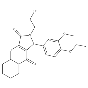 1-(4-ethoxy-3-methoxyphenyl)-2-(2-hydroxyethyl)-4a,5,6,7,8,8a-hexahydro-1H-chromeno[2,3-c]pyrrole-3,9-dione结构式