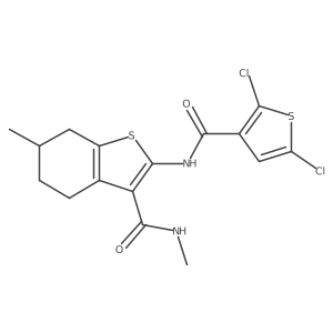 2-(2,5-dichlorothiophene-3-carboxamido)-N,6-dimethyl-4,5,6,7-tetrahydrobenzo[b]thiophene-3-carboxamide结构式