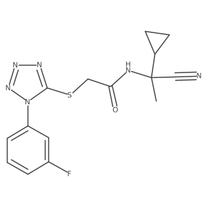 N-(1-cyano-1-cyclopropylethyl)-2-{[1-(3-fluorophenyl)-1H-1,2,3,4-tetrazol-5-yl]sulfanyl}acetamide结构式