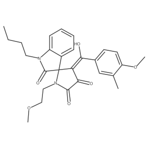 1-butyl-4'-hydroxy-1'-(2-methoxyethyl)-3'-[(4-methoxy-3-methylphenyl)carbonyl]spiro[indole-3,2'-pyrrole]-2,5'(1H,1'H)-dione结构式