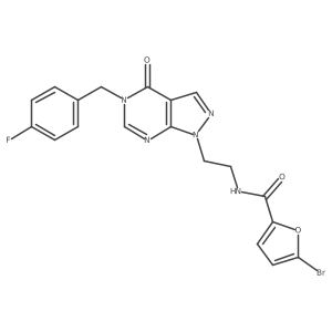 5-bromo-N-(2-(5-(4-fluorobenzyl)-4-oxo-4,5-dihydro-1H-pyrazolo[3,4-d]pyrimidin-1-yl)ethyl)furan-2-carboxamide结构式