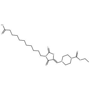11-[(5E)-5-{[4-(ethoxycarbonyl)piperazin-1-yl]methylidene}-4-oxo-2-thioxo-1,3-thiazolidin-3-yl]undecanoic acid结构式