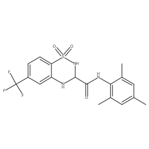 N-mesityl-6-(trifluoromethyl)-3,4-dihydro-2H-1,2,4-benzothiadiazine-3-carboxamide 1,1-dioxide结构式
