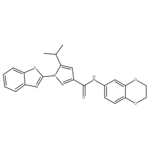 1-(benzo[d]thiazol-2-yl)-N-(2,3-dihydrobenzo[b][1,4]dioxin-6-yl)-5-isopropyl-1H-pyrazole-3-carboxamide Structure