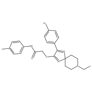 2-((3-(4-bromophenyl)-8-ethyl-1,4,8-triazaspiro[4.5]deca-1,3-dien-2-yl)thio)-N-(p-tolyl)acetamide结构式