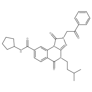 N-cyclopentyl-4-(3-methylbutyl)-1,5-dioxo-2-(2-oxo-2-phenylethyl)-1,2,4,5-tetrahydro[1,2,4]triazolo[4,3-a]quinazoline-8-carboxamide Structure