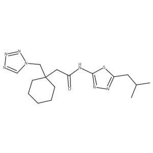 N-[(2E)-5-(2-methylpropyl)-1,3,4-thiadiazol-2(3H)-ylidene]-2-[1-(1H-tetrazol-1-ylmethyl)cyclohexyl]acetamide Structure