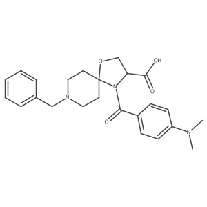 8-Benzyl-4-[4-(dimethylamino)benzoyl]-1-oxa-4,8-diazaspiro[4.5]decane-3-carboxylic acid结构式