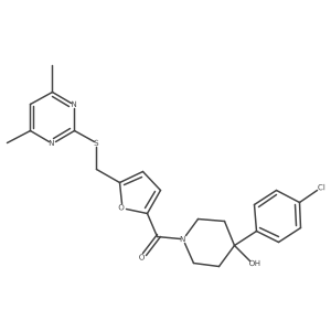 [4-(4-Chlorophenyl)-4-hydroxypiperidin-1-yl](5-{[(4,6-dimethylpyrimidin-2-yl)sulfanyl]methyl}furan-2-yl)methanone Structure