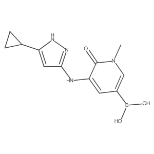 5-(3-Cyclopropyl-1H-pyrazol-5-ylamino)-1-methyl-6-oxo-1,6-dihydropyridin-3-ylboronic Acid Structure