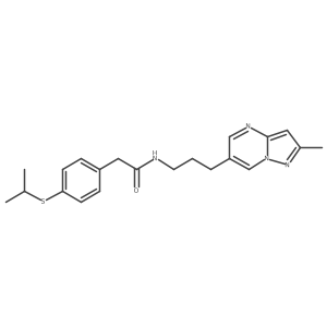 2-(4-(isopropylthio)phenyl)-N-(3-(2-methylpyrazolo[1,5-a]pyrimidin-6-yl)propyl)acetamide结构式