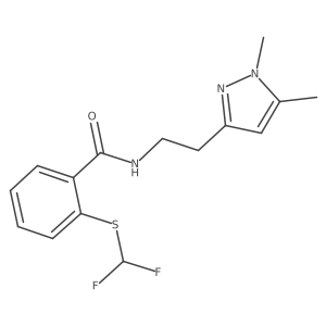 2-((difluoromethyl)thio)-N-(2-(1,5-dimethyl-1H-pyrazol-3-yl)ethyl)benzamide结构式