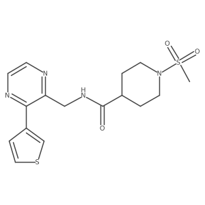 1-(methylsulfonyl)-N-((3-(thiophen-3-yl)pyrazin-2-yl)methyl)piperidine-4-carboxamide Structure