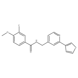 3-fluoro-4-methoxy-N-((2-(thiophen-3-yl)pyridin-4-yl)methyl)benzamide Structure