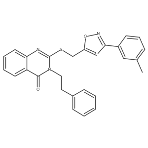 3-phenethyl-2-(((3-(m-tolyl)-1,2,4-oxadiazol-5-yl)methyl)thio)quinazolin-4(3H)-one结构式